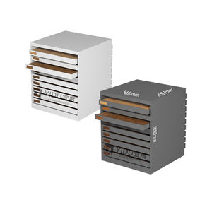 Moderno Mueble de Gran Capacidad con Puertas Corredizas de Granito, Exhibidor de Piso de Madera Dura de Alta Calidad Personalizado - Product Image 1