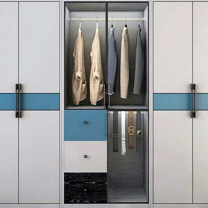 Armario Huide con puertas abatibles, color azul grisáceo, mueble de almacenamiento para dormitorio que ahorra espacio. - Product Image 4