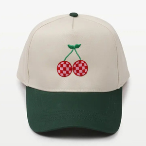 Chapeau de papa bicolore cerise à 5 panneaux de haute qualité OEM Casquette de baseball sportive à cadre non structuré Broderie 3D Design Snapback réglable - Product Image 3