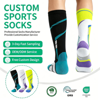 Chaussettes de sport à compression personnalisées, hauteur genou, OEM ODM, séchage rapide, pour course à pied, cyclisme, randonnée, Calcetines Por Mayor