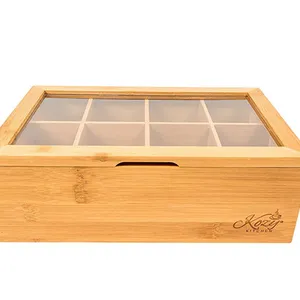 Luxury Custom Bamboo Tea Bags Storage Boxes Wooden Tea Sachet Gift Box Package