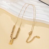 Yiwu Aceon Velle perle géométrique en acier inoxydable avec chaîne à maillons entretoises rondes épais bord biseauté solide brique Rectangle collier