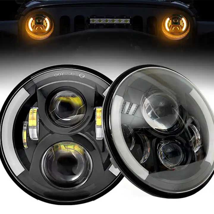 POUR FORD MUSTANG 1965-1978 7  Pouce Rond LED Phares Paire Halo