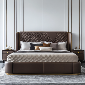 Lit moderne simple en tissu Europe du Nord lumière luxe Ins vent technologie tissu Tatami chambre principale grand lit personnalisable - Product Image 2