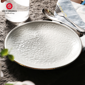 Weiye In Ceramica singolo lato dritto disco grigio bordo in oro superficiale di riso piatto di insalata in ceramica <span class=keywords><strong>piatti</strong></span> e <span class=keywords><strong>piatti</strong></span> <span class=keywords><strong>per</strong></span> la casa e a20639W190G - Product Image 4