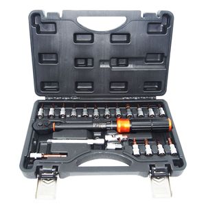 Juego de Llaves Dinamométricas Ajustables Preestablecidas de 1/4'' 2-24Nm, 21 Piezas, Color Negro, 72 Dientes, Herramienta de Reparación de Bicicletas de Montaña, Llave de Trinquete - Product Image 1