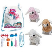 Jouet en peluche mouton marcheur réglable en hauteur (31-50 cm) pour enfants de 3 ans et plus, accessoires pour animaux de compagnie mignons et petits