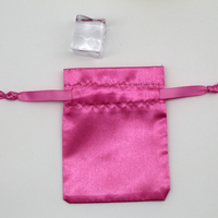 Sac d'emballage personnalisé en satin pour extensions capillaires, doux, réutilisable, avec cordon de serrage, pour perruque, bonnet, tissage, sac en satin rose, logo personnalisé