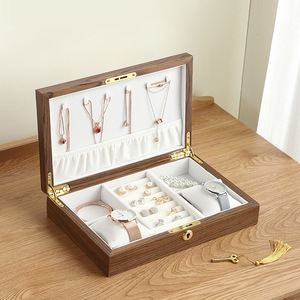 DS Modern Stylish Rectangle Wooden Ring Jewellery Packaging <b>Boxes</b> Household Simple Collection - Product Image 1