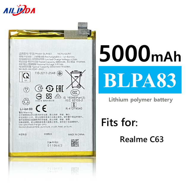 Ilinda 5000mAh BLPA83 Replacement Mobile Phone Battery 3.91V for OPPO Realme C63 Android Battery