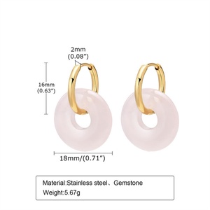 Pendientes de Aro Circulares de Acero Inoxidable Antideslustre en Tres Colores para Mujer, Pendientes de Piedras Preciosas, Joyería de Moda - Product Image 1