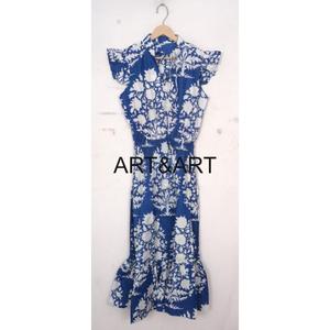 Maxi vestido de algodón estampado con mangas de estilo coreano para mujer elegante y elegante suave y transpirable para verano otoño ropa informal - Product Image 5
