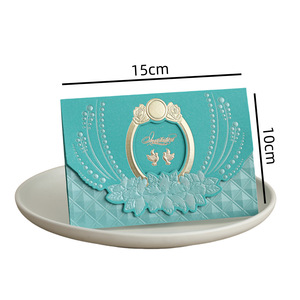 Tarjeta de invitación de boda en forma de corazón con estampado dorado, tarjeta de invitación floral grande, tarjeta de felicitación plegable con estampado dorado para festividades - Product Image 2