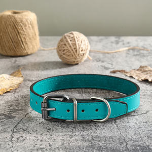 Luxury Simple Classic Adjustable Padded PU <b>Leather</b> <b>Dog</b> <b>Collar</b> with Rivet Metal Buckle D Ring Solid Pattern - Product Image 6