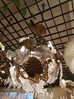 Lampu Gantung Artistik Besar dari Kuningan Calathea Orbifolia Lampu Hias Dalam Ruangan Terbuat dari Tembaga untuk Penggunaan Restoran Hotel.