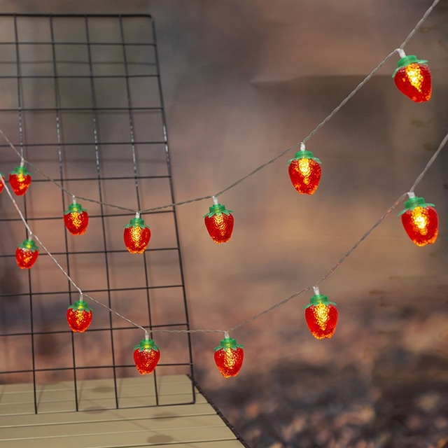 Fruit Light String LED Strawberry Lights Indoor Decoration Lights 3AA Battery Operated 50000 Hours Lifespan