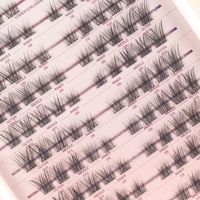 Nouveau design de cils segmentés DIY, cils individuels en grappe, cheveux synthétiques pour cils en éventail, cils faits à la main avec tige en coton noir