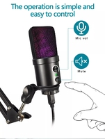 Microphone d'enregistrement de studio de musique de studio professionnel USB Microphone à condensateur haute sensibilité pour podcast micro de chant filaire RVB