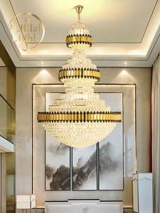 Personnalisé Hôtel <span class=keywords><strong>Foyer</strong></span> Villa Mariage Pendentif Lumières Haut Plafond De Luxe Grand Empire Or Long K9 Lustre En Cristal - Product Image 2