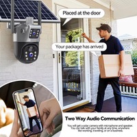 Caméra solaire V380 Pro à double objectif, caméra de sécurité extérieure PTZ solaire 4G, étanche, vision nocturne, réponse rapide