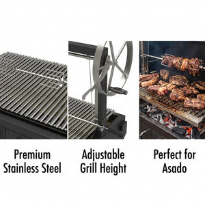 Grill BBQ a Carbone Professionale Moderno e Lussuoso in Acciaio Inossidabile con Carrello per <span class=keywords><strong>Giardino</strong></span>, Include <span class=keywords><strong>Girarrosto</strong></span> - Product Image 3