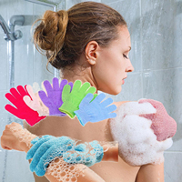 Gants de Bain Exfoliants Double Texture, Adaptés pour la Douche, le Spa et le Massage, Éponge Luffa pour Gommage Corporel