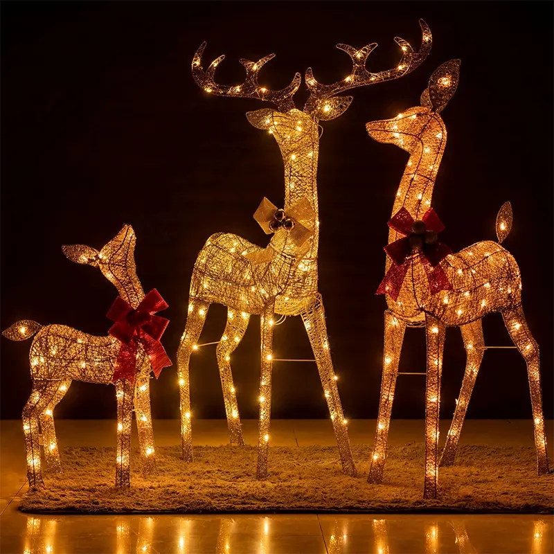 Ornement de lumières de renne de Noël 3D led grand cerf de Noël illuminé décoration de Noël de renne extérieur