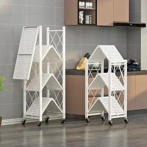 Hoogwaardig Opvouwbaar Keukenopbergrek Metalen Stalen Plank Meerlaags Staand Type Roterend Multi-Rotatie Opbergrek - Product Image 3