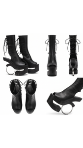 Sandalias de tacón alto y fino para mujer, estilo sexy, negras, con tiras que envuelven la pierna, suela de madera, para espectáculos. - Product Image 6
