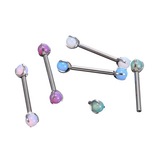 Fuxuan ASTM F136 bilanciere interno dritto in titanio con punte palline colorate bilanciere capezzolo carino Piercing al capezzolo - Product Image 2