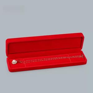 Goedkope op maat gemaakte rechthoekige lange blauwe fluwelen doos voor sieradenkettingen - Product Image 6