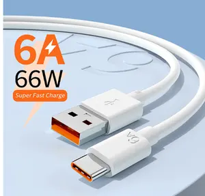 Kabel Pengisi Daya 66W, Kabel Pengisian Daya Cepat 6A untuk Mi 10T 10 Pro 5G 3S 1M 1.5M 2M Redmi 9 9C 9A K30i K40