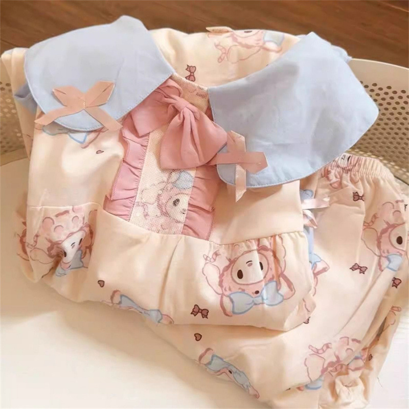 7083-pink short sleeve shorts]