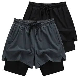 Gym Shorts Mannen 2 In 1 Polyester 5 Inch Snel Droog Heren Outdoor Compressie Shorts Running Ingericht Heren Gym Shorts