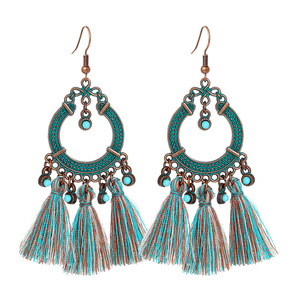 Bohemian Tassel <b>Drop</b> Earrings Alloy Antique <b>Bronze</b> Plated Women's Party Fashion Jewelry - Product Image 5