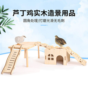 Juego de juguetes de madera para gallinas con casa y rampa para codornices, suministros para aves, duradero para interiores, estilo rectangular simple - Product Image 1