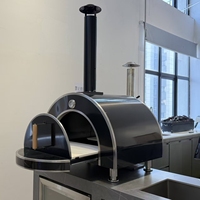 Four à pizza extérieur moderne grande capacité avec poignée en bois, équipement de cuisine extérieur pour barbecue et réceptions dans la cour