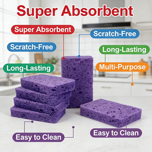 ฟองน้ำไม้เยื่อกระดาษรูปสี่เหลี่ยมผืนผ้าแบบใช้ซ้ำได้สำหรับทำความสะอาดห้องครัวและห้องน้ำ ฟองน้ำวิเศษแบบกำหนดเองสำหรับขายส่ง - Product Image 4