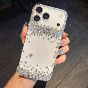 Coque de téléphone transparente effet diamant pour iPhone 17 Pro Max, luxe, brillante, dos transparent, vente en gros, usine, OEM, personnalisable - Product Image 3
