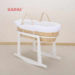 Support de <span class=keywords><strong>berceau</strong></span> à bascule en bois blanc, cadre compact avec anneau métallique incurvé, base à bascule stable pour <span class=keywords><strong>berceau</strong></span> de nouveau-né - Product Image 3