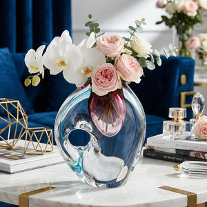 Jarrón Decorativo Moderno, Estilo de Lujo Ligero, Jarrón de Cristal para Decoración del Hogar, Centro de Mesa, Oficina, Hierba de Pampas, Flores Secas - Product Image 1