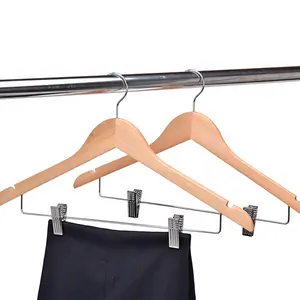 Bestseller chinesische Fabrik Großhandel Standard Hosen Clip Hosen Holz Kleiderbügel