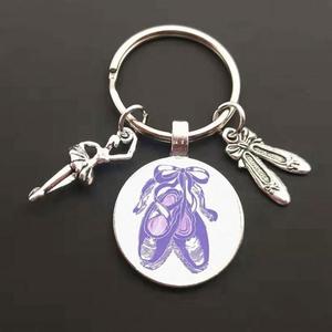 Ballet Dancer Figure Keychain <strong>Glass</strong> Girl Oil <strong>Painting</strong> Metal Key Chains Suitable Girls Fashion Who <strong>Love</strong> Dancing - Product Image 3