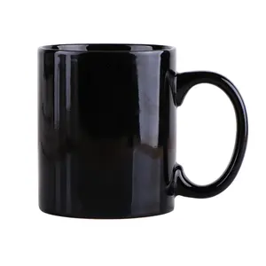 Glossy Matte Black Inside and Outside Ceramic Coffee Mugs with Custom Logo Printed