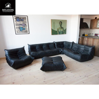 Muebles de Sala de Estar de Diseño Italiano Moderno y Lujoso, Sofá Combinado de Cuero para Sala de Estar de Villa, Conjunto Doble, Triple y Multipersona
