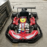 Kart de course à essence 200cc 4 temps monoplace bleu et blanc avec cadre anti-collision pour parc d'attractions, kart de drift pour adultes