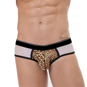 Fashionable Printed Leopard Pattern Hot Spicy Men'S Briefs & Boxers Big Bulge Male Penis Men S Underwear With Pouch