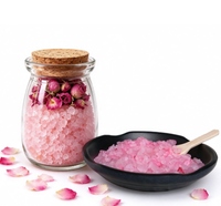 Cristaux de sel de bain Brineblum Factory Direct 100g en stock, trempage corporel infusé aux huiles essentielles, ingrédients minéraux parfumés à la rose