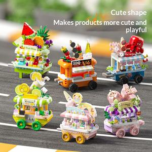 ชุดของเล่นประกอบฉากถนนเล็กๆ รถเข็นขายไอศกรีม บล็อกตัวต่อไมโครพาร์ติเคิล ของเล่นเสริมพัฒนาการ - Product Image 1