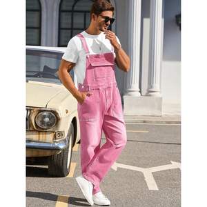 2025 hommes coupe ajustée jean moulant décontracté Hip Hop impression combinaison avec bretelles réglables botte coupe pantalon Denim salopette - Product Image 5